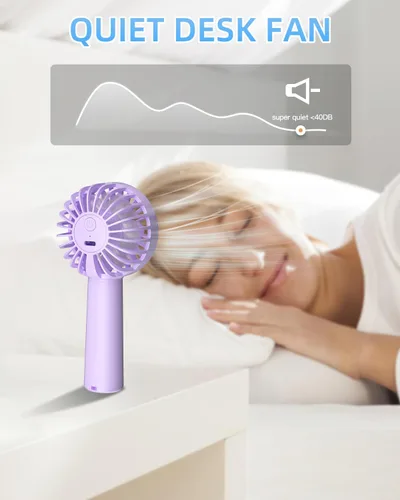Miniatura 7 de KIDEE Mini ventilador portátil, pequeño ventilador de mano con 3 velocidades, ventiladores de mano personales recargables por USB, funciona