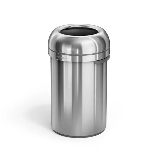 Miniatura 5 de simplehuman - Tacho de basura abierto Bullet de 115 litros / 30 galones, grado comercial, acero inoxidable cepillado de calibre pesado