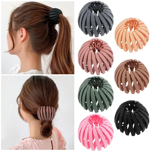 Miniatura 8 de TOBATOBA Bird Nest - Pinza mágica para el cabello, 7 piezas, horquilla para nido de pájaro, soporte para cola de caballo expandible, pinzas