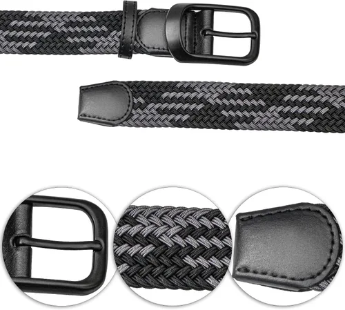 Miniatura 5 de Cinturones de golf para hombre, paquete de 2, diseño elástico ajustado, ajustable, tejido de 1.34 pulgadas