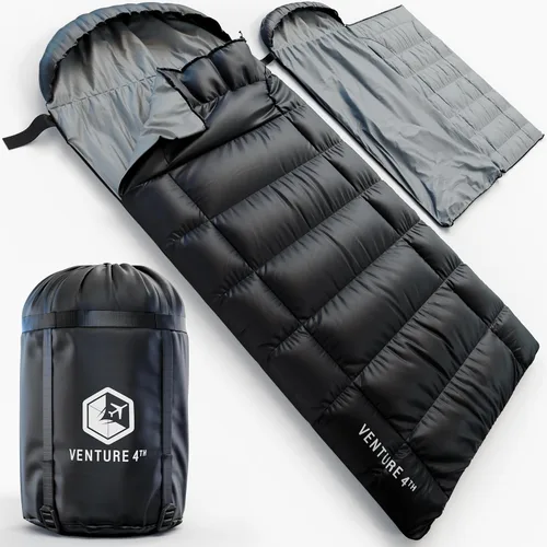 VENTURE 4TH Saco de dormir para mochileros – XXL, tamaños dobles e individuales – Saco de dormir ligero para clima cálido y frío para adultos, niños