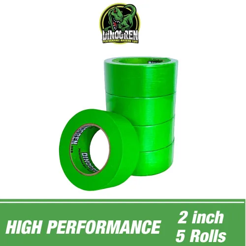 Miniatura 3 de LAUCO DINOGREN - Cinta adhesiva de alto rendimiento para pintura de automóvil, resistente al calor y al agua, verde multiusos (2 pulgadas (5 rollos)