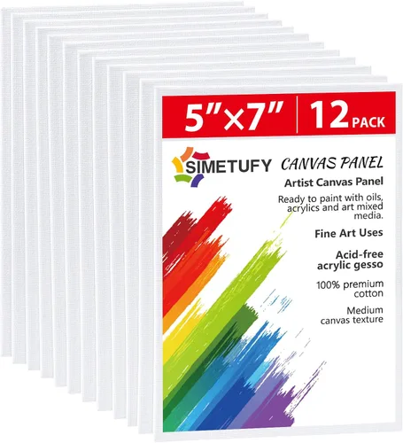 Miniatura 26 de Simetufy Paquete de 12 tableros de lienzo de 9 x 12 pulgadas para pintar paneles de lienzo, imprimados con gesso sin ácidos, 100% algodón