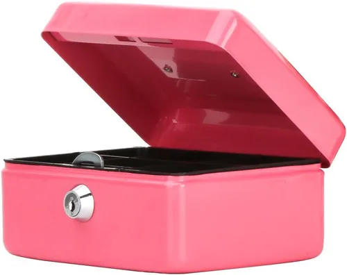 Miniatura 10 de Decaller - Caja de dinero pequeña con cerradura de llave, caja de dinero de metal portátil con doble capa y 2 llaves para seguridad, negro, 6 x 4