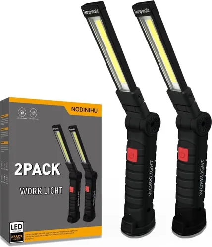 Miniatura 9 de Luz de trabajo portátil, luces de trabajo recargables con gancho colgante de base magnética, rotación de 360°, 5 modos, COB LED de 800 lúmenes, luz