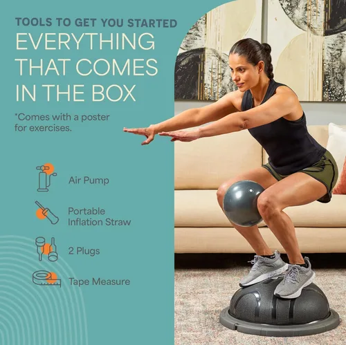 Miniatura 6 de Lifepro Half Balance Ball Trainer - Pelota de estabilidad para ejercicio, entrenamientos de cuerpo completo, gimnasio en casa y terapia física