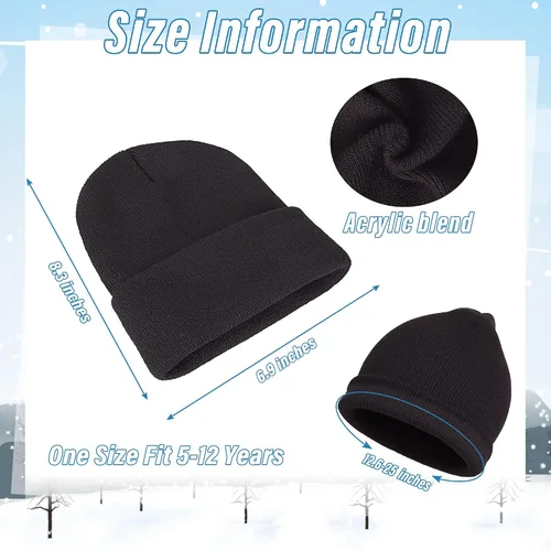 Miniatura 2 de Glooarm Paquete de 8 gorros y guantes para niños, gorro de punto para niños, guantes de invierno para niños y niñas