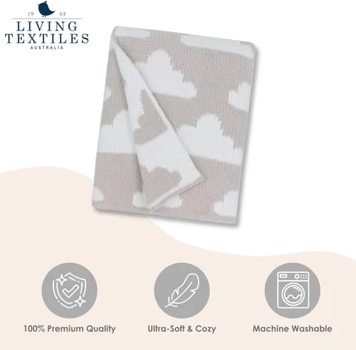 Miniatura 6 de Living Textiles Manta de Chenilla Gris Nubes Suave para Bebé Reversible de Alta Calidad Tejido Acogedor para el Mejor Confort - para Lactante, Niño