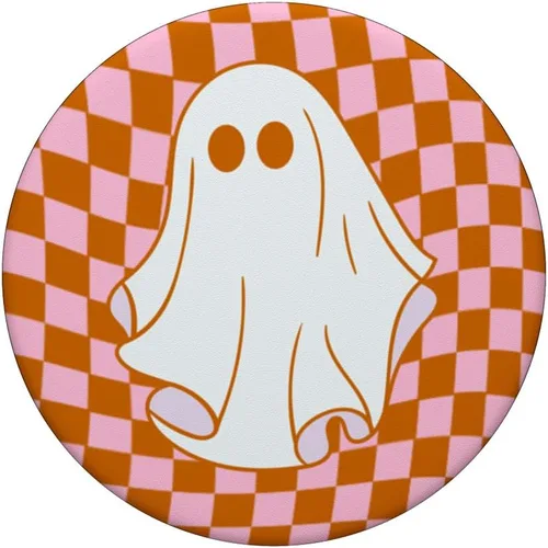 Miniatura 3 de Retro Groovy - Tablero de ajedrez a cuadros Ghost Halloween PopSockets intercambiables PopGrip
