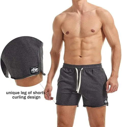 Miniatura 5 de AIMPACT Pantalones cortos deportivos para hombre, pantalones cortos de algodón con bolsillos para entrenamiento de culturismo