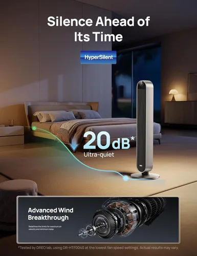 Miniatura 5 de Dreo - Ventilador de torre para dormitorio, ventilador oscilante de 42 pulgadas 120°, motor DC silencioso de 25dB, ventilador de pie sin aspas de 28