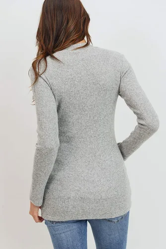 Miniatura 8 de Camiseta de maternidad de punto acanalado para mujer con cuello alto falso de manga larga