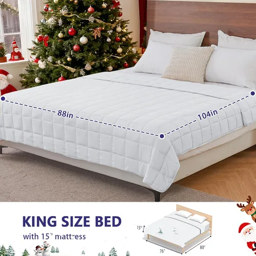 Miniatura 64 de Yescool - Manta con peso para adultos (15 libras, 60 x 80 pulgadas, azul), manta de enfriamiento pesada para dormir, 140-160 libras, manta
