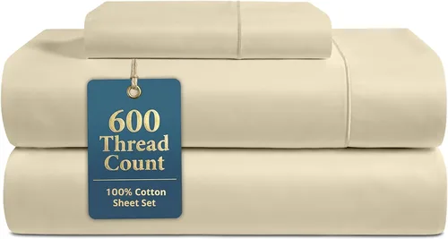 Miniatura 15 de LANE LINEN Juego de sábanas tamaño King – Sábanas de 600 hilos 100% algodón de fibra larga, naturalmente frescas y duraderas para el uso diario, 01
