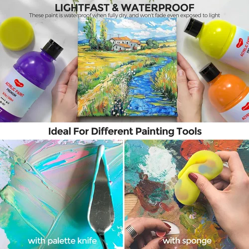 Miniatura 5 de Smallbudi Juego de pintura acrílica a granel de 25 colores, 16.9 onzas (16.9 fl oz), kit de pintura acrílica no tóxica grande para pintar fiestas