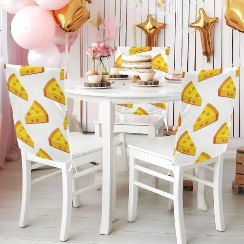 Miniatura 5 de Cartoon Yellow Triangle Cheese Decorative Chair Seat Cover for Dining Room Chairs Soft 19.7x23.6in Chair Slipcovers Cover para sillas de comedor Set