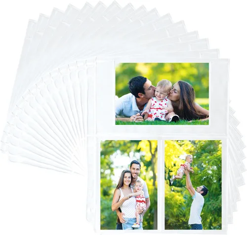 Samsill Paquete de 50 páginas ultra transparentes de 4 x 6 pulgadas para carpeta de 3 anillas, formato mixto, fundas de fotos archivales, soportes