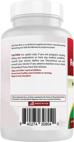 Miniatura 7 de Best Naturals Arroz de levadura roja, 1200 mg por porción, 240 cápsulas, fórmula premium, probado en laboratorio de terceros