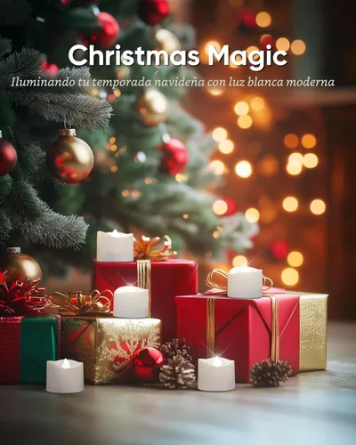 Miniatura 4 de Homemory Velas de té LED sin llama de color blanco frío, más de 200 horas, funciona con pilas, velas votivas eléctricas falsas para Navidad