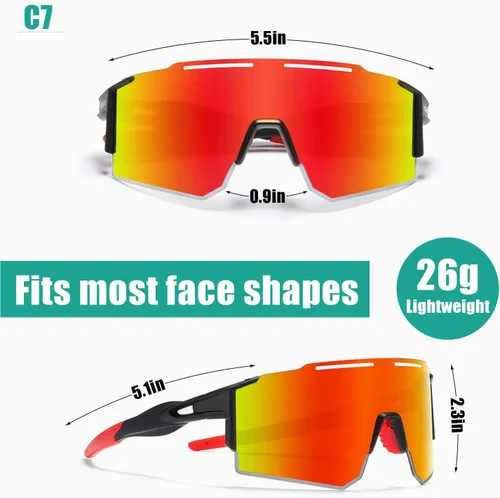 Miniatura 5 de Gafas de sol deportivas polarizadas para hombres y mujeres, gafas de sol para correr, jóvenes, ciclismo, béisbol, protección UV400 C7