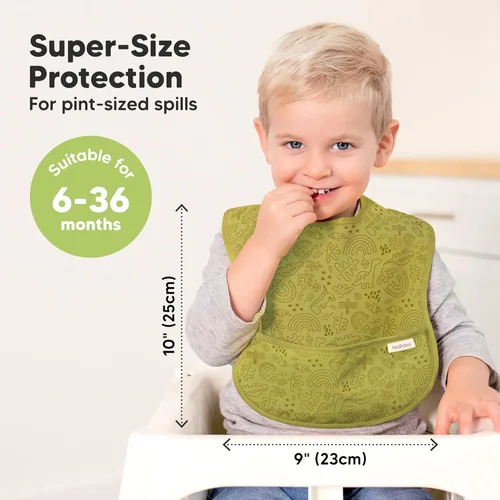 Miniatura 3 de KeaBabies Paquete de 3 baberos impermeables para comer, baberos ligeros para alimentación de niños pequeños con gran atrapador de alimentos, a
