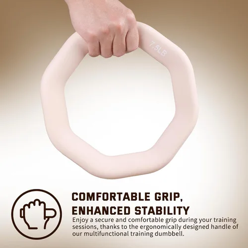 Miniatura 4 de Leikefitness Anillo de Peso 2 en 1 Kettlebell y Mancuerna, hierro fundido + revestimiento de PVC, ejercicio de yoga, aeróbicos, entrenamiento