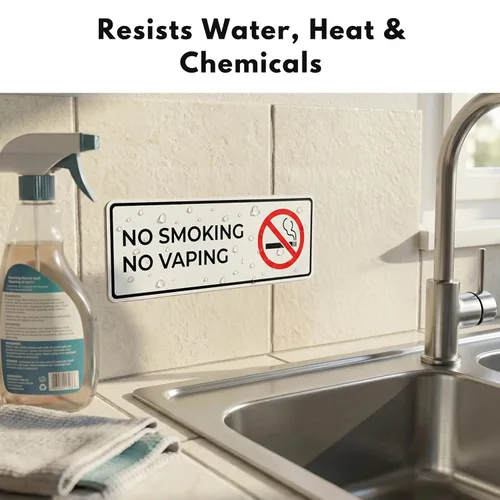 Miniatura 8 de Señal de No Fumar No Vaping (4 calcomanías de 7.3 x 2.5 pulgadas) - Señales de no fumar para negocios o hogar - Artículos esenciales de Airbnb