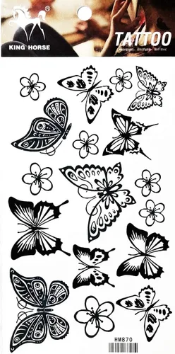 PARITA - Tatuajes temporales de dibujos animados de mariposa negra, girasol, girasol, jardín, para adultos, hombres, mujeres y niños, tatuajes de