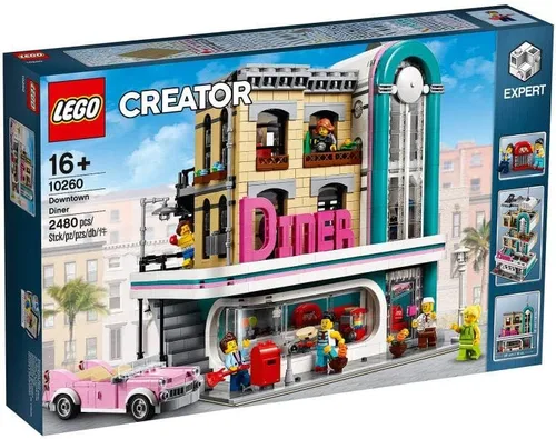 LEGO Creator Expert Downtown Diner 10260 Kit de Construcción, Conjunto de Modelo y Juguete de Montaje para Niños y Adultos (2480 Piezas)