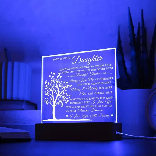 Miniatura 5 de Regalo conmemorativo para hija - Lámpara del Amor, Placa cuadrada de acrílico para hija, Mensaje significativo en exhibición, Regalo de cumpleaños