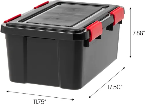 Miniatura 2 de IRIS - Caja de almacenamiento WEATHERTIGHT de 19 cuartos de galón, paquete de 6, color negro