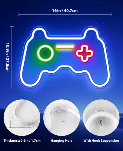 Miniatura 3 de Letrero de neón para jugador, letrero de neón LED para decoración de habitación de adolescentes y niños, decoración de pared de sala
