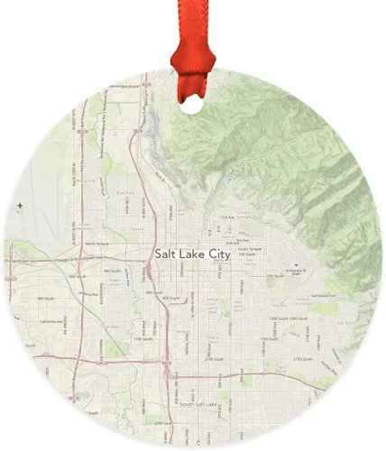 Miniatura 43 de Andaz Press Mapa de la ciudad de Estados Unidos redondo de madera natural MDF ornamento de Navidad, Akron, Ohio Vintage Mapa, 1 paquete, larga