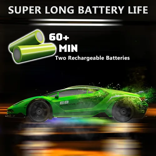 Miniatura 4 de Auto de Control Remoto RC Auto de Deriva 2.4GHz 1:24 4WD 15KM/H Auto de Carreras Deportivas de Alta Velocidad con Luces LED Neumáticos de Deriva