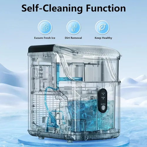 Miniatura 5 de Antarctic Star Nugget Ice Maker - Máquina de hielo masticable con limpieza automática, fabricación rápida de hielo de 34 libras/24 horas, operación