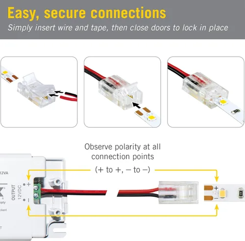 Miniatura 3 de Armacost Lighting 566021 Conector de cable a cinta LED blanco/de un solo color, paquete de 18