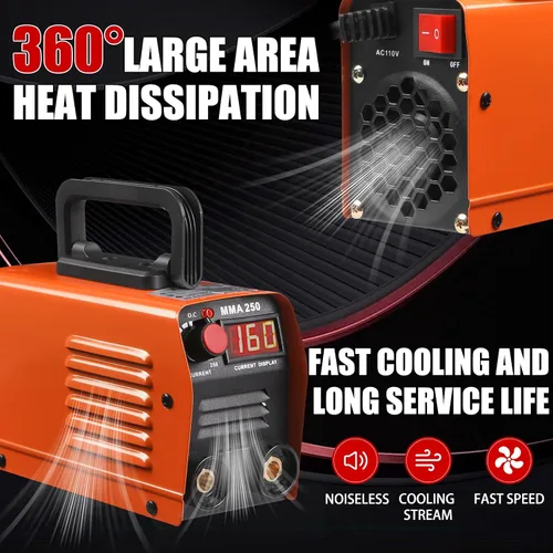 Miniatura 5 de Mini Máquina de Soldadura Portátil, MMA 250A 110V Soldador de Palo, Máquina de Soldadura IGBT Inversora, Arranque en Caliente, Fuerza de Arco