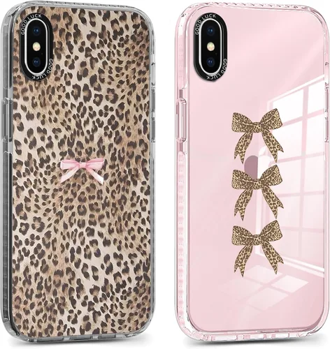 Miniatura 29 de Pack de 2 Fundas con Estampado de Guepardo para Apple iPhone 13 / iPhone 14 de 6.1 Pulgadas, Funda Transparente Linda Coquette con Patrones