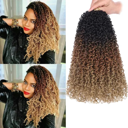 Miniatura 35 de Unionbeauty - Paquete de 8 trenzas de ganchillo Yanky Twist de 6 pulgadas, 8 paquetes, color negro natural, micro Passion Twist, extensiones