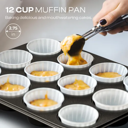 Miniatura 6 de Juego de Moldes Antiadherentes para Hornear, Juego de 8 Piezas Apilables para Repostería, Juego de Moldes para Horno No Tóxicos, Incluye Bandeja