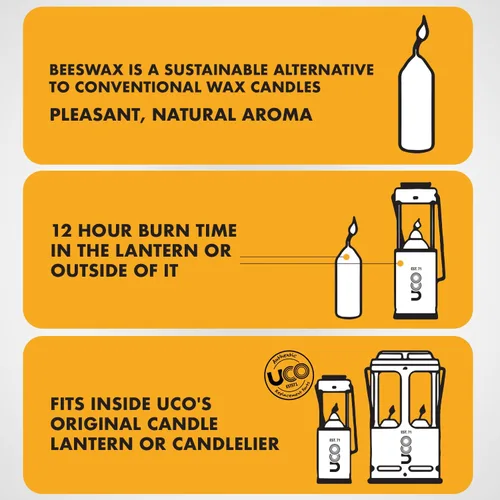 Miniatura 2 de UCO Velas de cera de abeja natural de 12 horas de larga duración para linternas de vela UCO y preparación de emergencia, fabricadas en Estados Unidos
