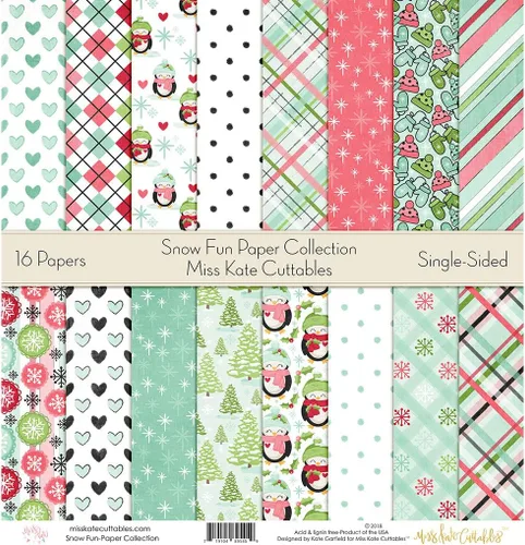 Miniatura 4 de Miss Kate Cuttables Paquete de papel de patrón – Snow Fun – Scrapbook Premium Specialty Paper de una cara de 12 x 12 pulgadas, colección incluye 16