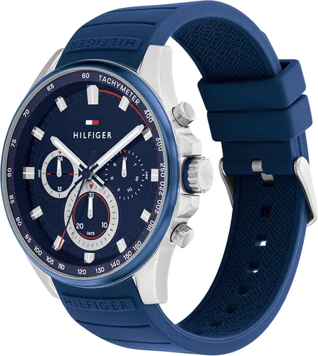 Miniatura 2 de Tommy Hilfiger Reloj de cuarzo de acero inoxidable para hombre con correa de silicona azul 21 Modelo 1791970 Azul Patchwork Reloj de cuarzo