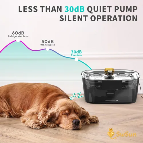 Miniatura 5 de SwSun Bomba de fuente de agua para perros de 2.6/2 galones, fuente de agua grande de acero inoxidable para perros grandes, bomba de agua de repuesto