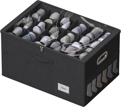 Miniatura 11 de Organizador de zapatos para armario, cajas grandes de almacenamiento con ventana transparente, contenedor de zapatos que ahorra espacio con soporte