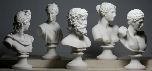 Miniatura 8 de greekartshop Conjunto 5 Busto Cabeza Dios Zeus Artemisa Afrodita Hermes Apolo Estatua Griega Romana Blanco