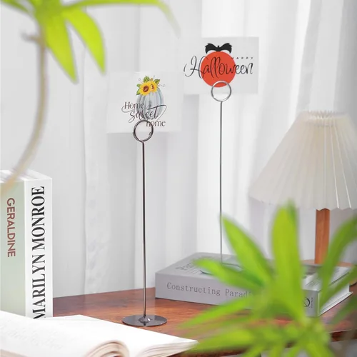 Miniatura 4 de Urban Deco 24PK Porta números de mesa y porta tarjetas de mesa de 12 pulgadas, porta tarjetas de acero para fotos, letreros de comida, notas