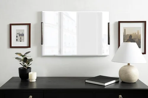 Miniatura 4 de Kate and Laurel Erina - Espejo de pared rectangular biselado moderno de transición sin marco con detalles de metal, 20 x 31, bronce