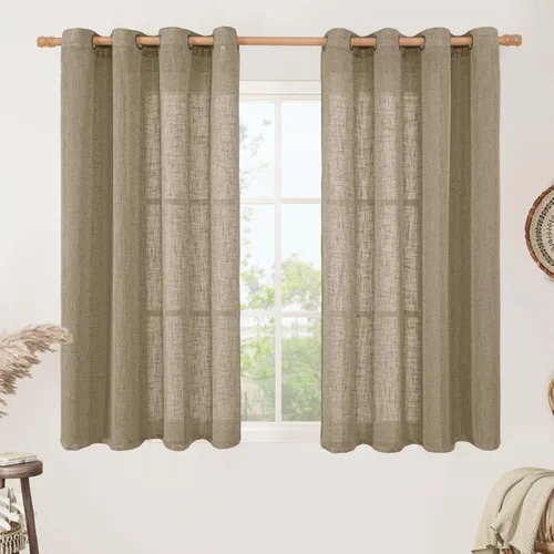 Miniatura 169 de LAMIT Cortinas de lino sintético para dormitorio, paneles filtrantes de luz, cortinas de lino con protección de privacidad con ojales para ventanas