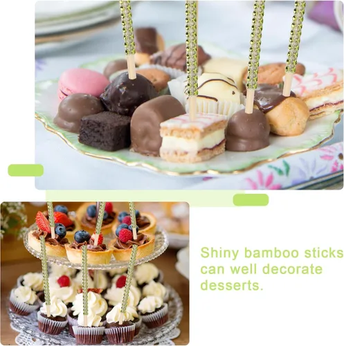 Miniatura 6 de Juego de 24 palitos de manzana de caramelo, 24P Bling Stick para brochetas de madera con diamantes de imitación de manzana con bolsas de 24 P/cinta